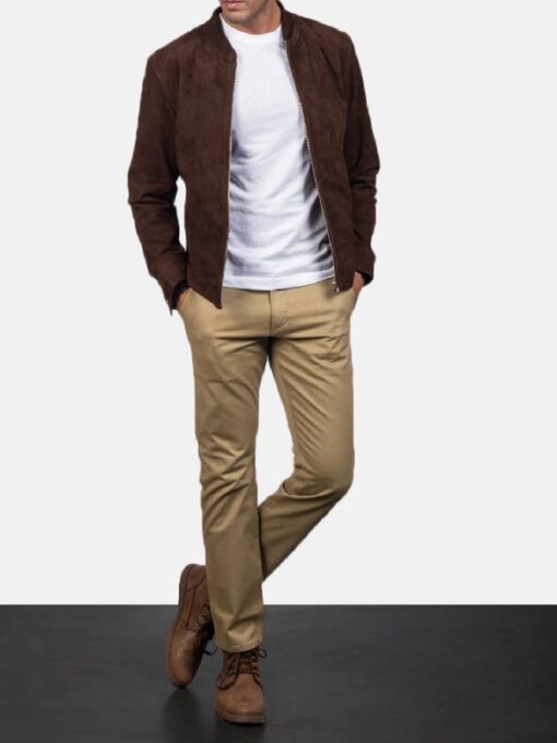 Blain Mocha Suede Bomber Jacket