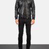 Men's Bravado Black Hooded Leather Bomber Jacket