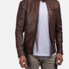 Men's Dean Brown Leather Biker Jacket