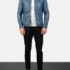 Men's Ionic Blue Leather Biker Jacket