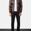 Men's Aaron Brown Leather Bomber Jacket