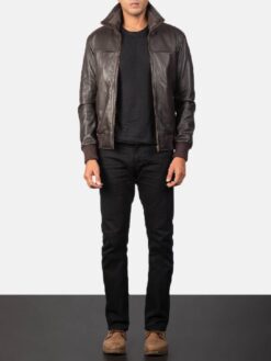 Men's Air Rolf Brown Leather Bomber Jacket