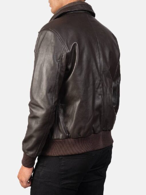 Men's Air Rolf Brown Leather Bomber Jacket