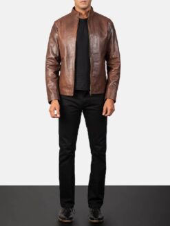 Men's Alex Brown Leather Biker Jacket