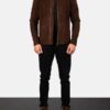 Men's Charcoal Mocha Suede Biker Jacket