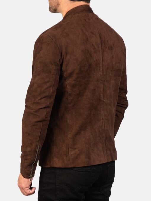 Men's Charcoal Mocha Suede Biker Jacket