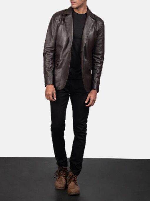 Men's Daron Brown Leather Blazer