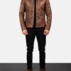 Men's Lavendard Brown Leather Biker Jacket