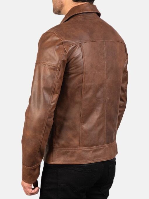 Men's Lavendard Brown Leather Biker Jacket