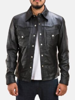 Men's Ranchson Black Leather Shirt