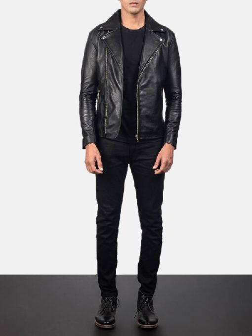 Men's Noah Black Leather Biker Jacket