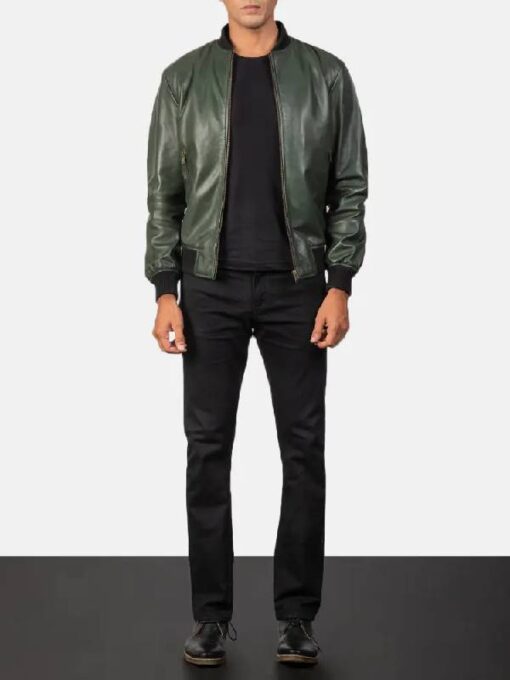 Men's Shane Green Leather Bomber Jacket