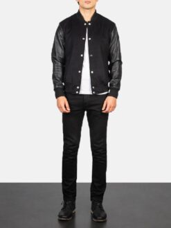 Vaxton Black Hybrid Varsity Jacket