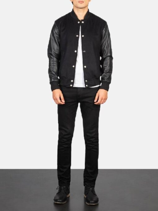 Vaxton Black Hybrid Varsity Jacket