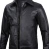 Mens Black Harrington Leather Cowhide Jacket