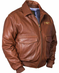 A-2 Navy Light Brown Flight Leather Jacket