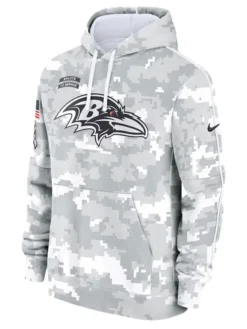 Baltimore Ravens Salute To Service Camo 2024 Pullover Hoodie