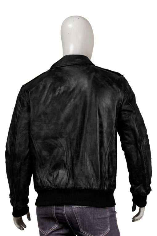 Black Bomber Real Sheepskin Leather Jacket