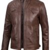 Chocolate Brown Cafe Mens Leather Motorcycle Jacket