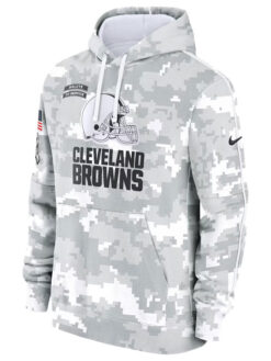 Cleveland Browns Salute To Service Camo 2024 Pullover Hoodie