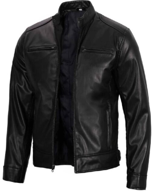 Dodge Mens Black Cafe Racer Jacket