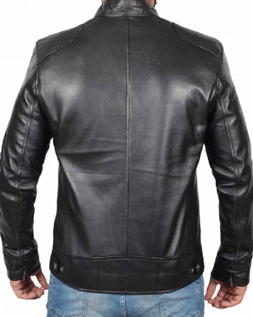 Dodge Mens Black Leather Biker JacketJacket