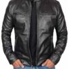 Dodge Mens Black Leather Biker JacketJacket