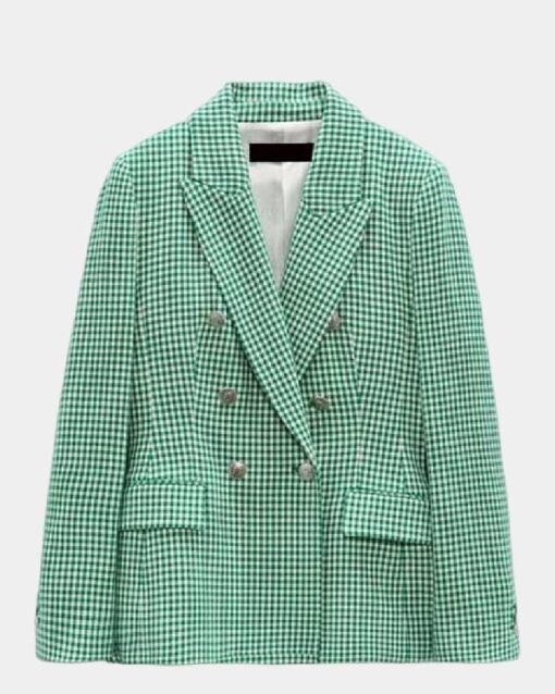 Emily in Paris S02 Emily Cooper Green Houndstooth Blazer