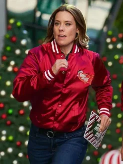 Ashley Williams Jingle Bell Run 2024 Avery Red Varsity Bomber Jacket