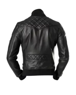 Men Black Leather Bomber Jacket