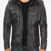 Men’s Biker Style Black Leather Jacket