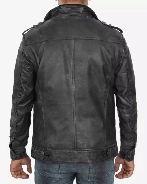 Men’s Biker Style Black Leather Jacket