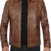 Mens Chocolate Brown Harrington Vintage Leather Jacket