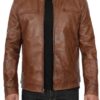 Men’s Chocolate Brown Lambskin Cafe Racer Leather Jacket