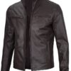 Mens Cognac Brown Leather Biker Jacket