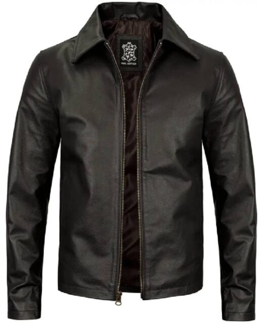 Mens Dark Brown Cowhide Leather Jacket