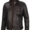 Mens Ruboff Dark Brown Leather Biker Jacket