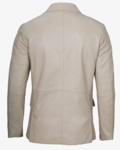 Mens Two Button Beige Leather Blazer