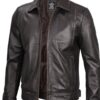 Mens Vintage Leather Rub Off Brown Casual Jacket