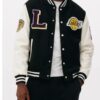 NBA Lakers White And Black Varsity Wool/leather Full-snap Jacket