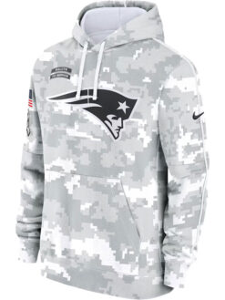 New England Patriots Salute To Service Camo 2024 Pullover Hoodie