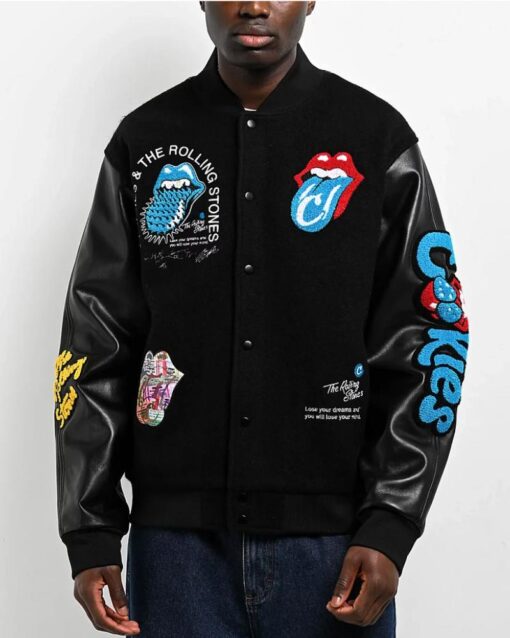 Cookies x The Rolling Stones Letterman Black Varsity Jacket