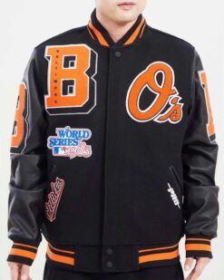 Baltimore Orioles Mashup Black Varsity Jacket