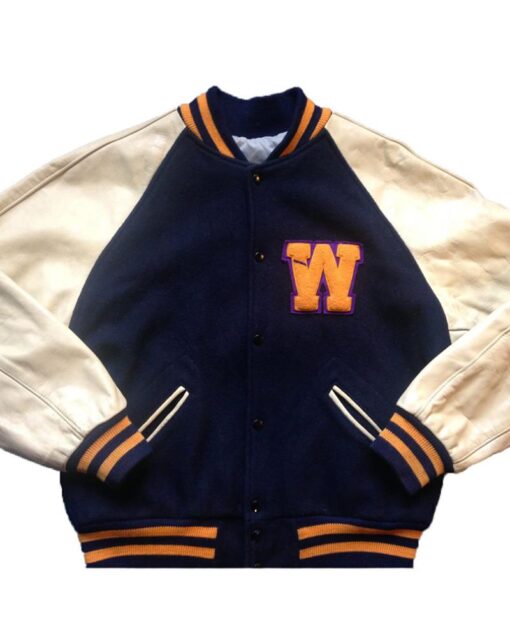 Washington Huskies Letterman Varsity Navy and White Jacket