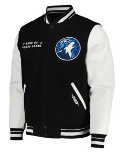 Minnesota Timberwolves 2024 City Edition Varsity Black and White Wool/Leather Jacket