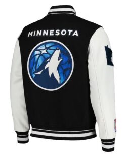 Minnesota Timberwolves 2024 City Edition Varsity Black and White Wool/Leather Jacket