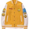 Black/Yellow Baby Milo Bape Simpsons Varsity Full-Snap Wool/Leather Jacket