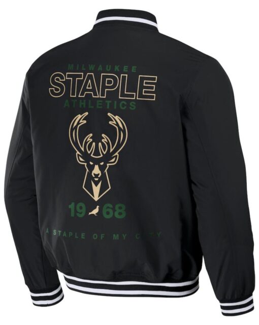 Milwaukee Bucks NBA x Staple My City Full-Snap Varsity Jacket