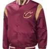 Men’s Starter Wine Cleveland Cavaliers Force Play Satin Full-Snap Varsity Jacket