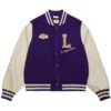 Los Angeles Lakers Purple/Off White Full-Snap Wool/Leather Varsity Jacket